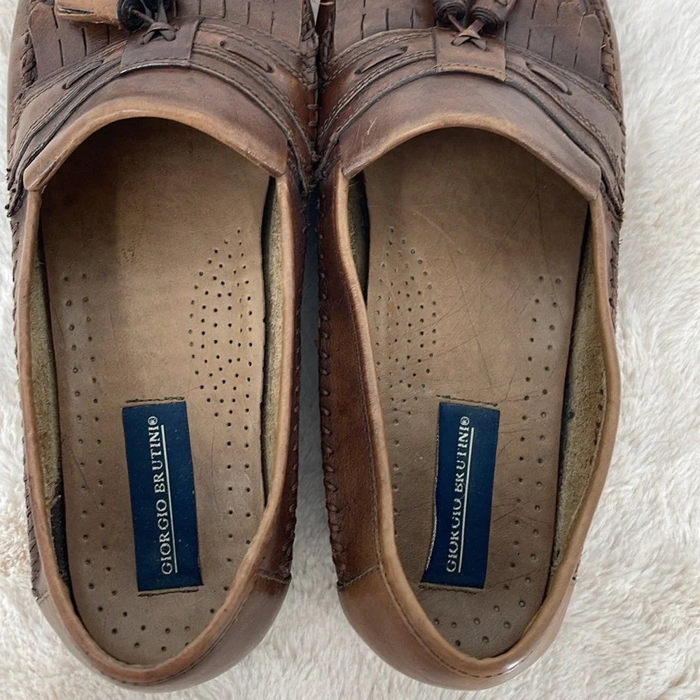 GIORGIO BRUTINI MENS SIZE 12M Brown Leather Tassel Loafers